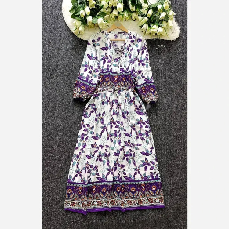 پیراهن ماکسی نخی زنانه فری سایز شیک و راحت مناسب ساحلی و روزمره | رنگ بندی متنوع