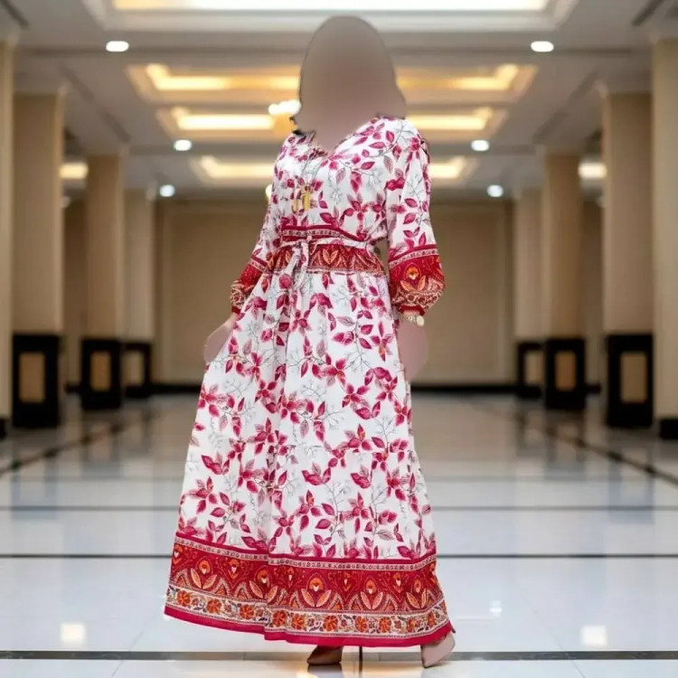 پیراهن ماکسی نخی زنانه فری سایز شیک و راحت مناسب ساحلی و روزمره | رنگ بندی متنوع