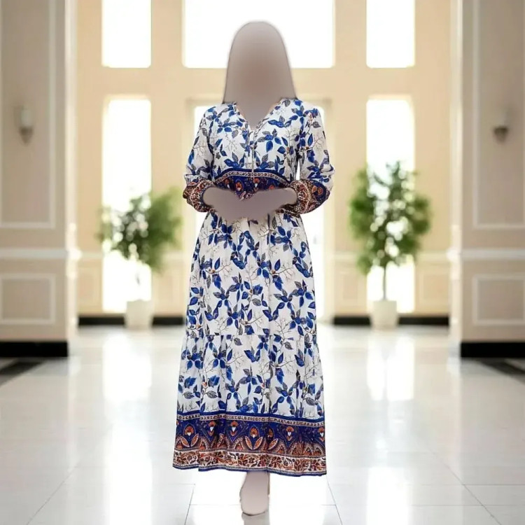 پیراهن ماکسی نخی زنانه فری سایز شیک و راحت مناسب ساحلی و روزمره | رنگ بندی متنوع