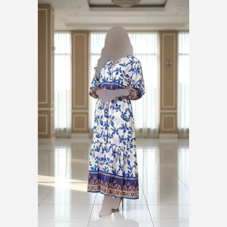 پیراهن ماکسی نخی زنانه فری سایز شیک و راحت مناسب ساحلی و روزمره | رنگ بندی متنوع