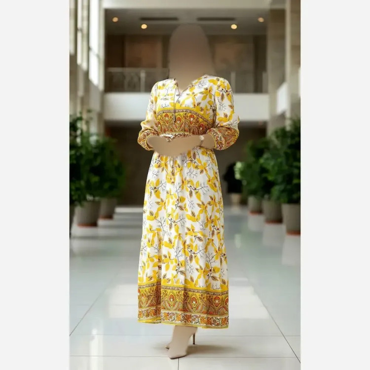 پیراهن ماکسی نخی زنانه فری سایز شیک و راحت مناسب ساحلی و روزمره | رنگ بندی متنوع