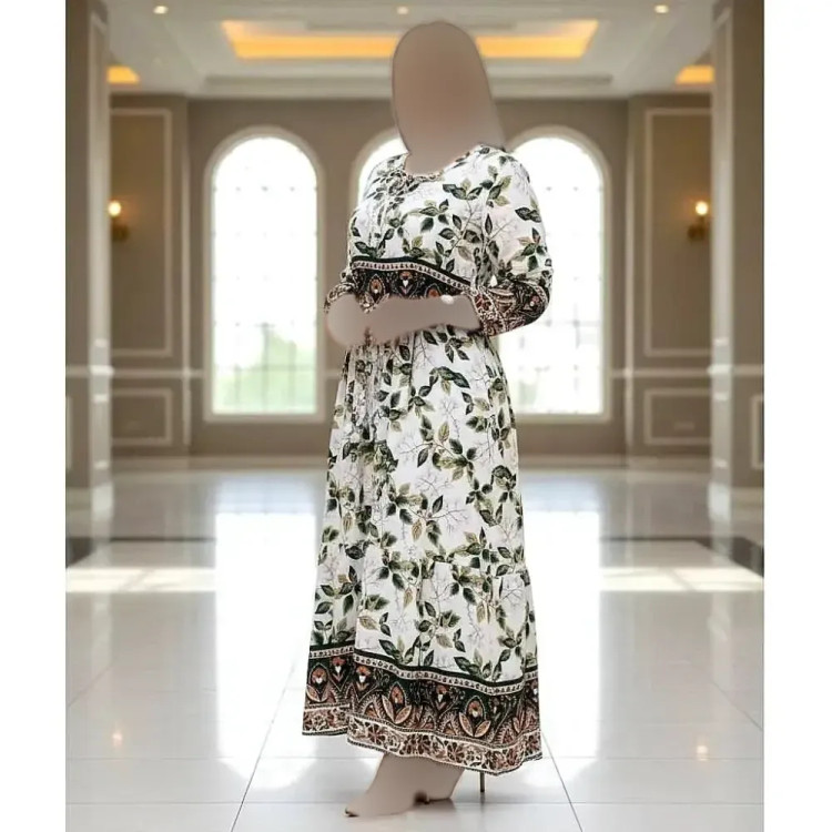 پیراهن ماکسی نخی زنانه فری سایز شیک و راحت مناسب ساحلی و روزمره | رنگ بندی متنوع