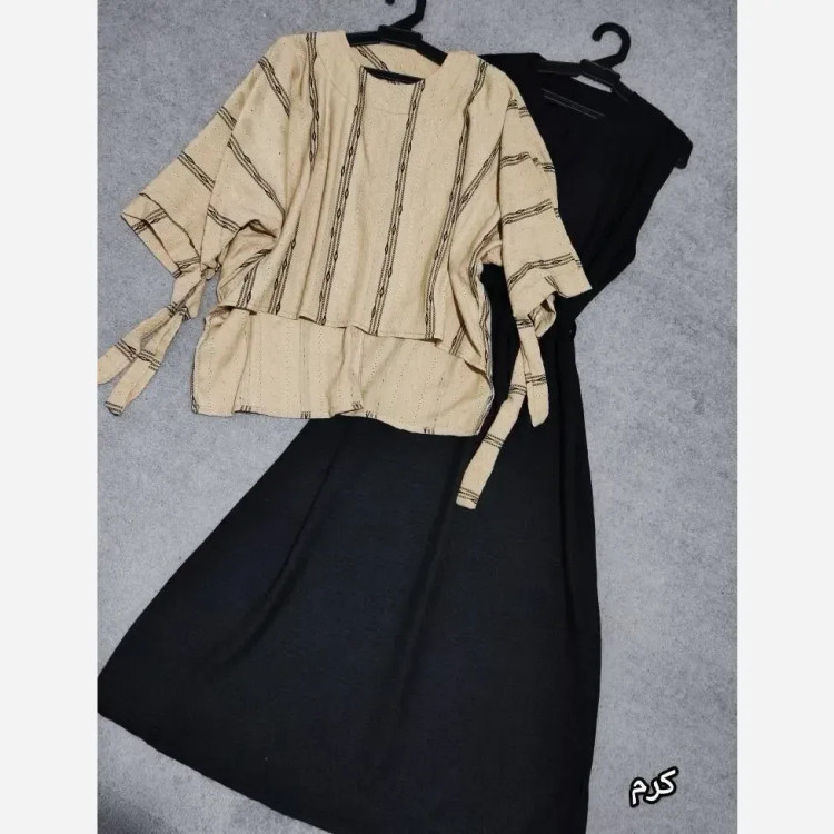 ست سارافون و رویه زنانه نسترن فری سایز تا 46 جنس مراکشی و صوفیا