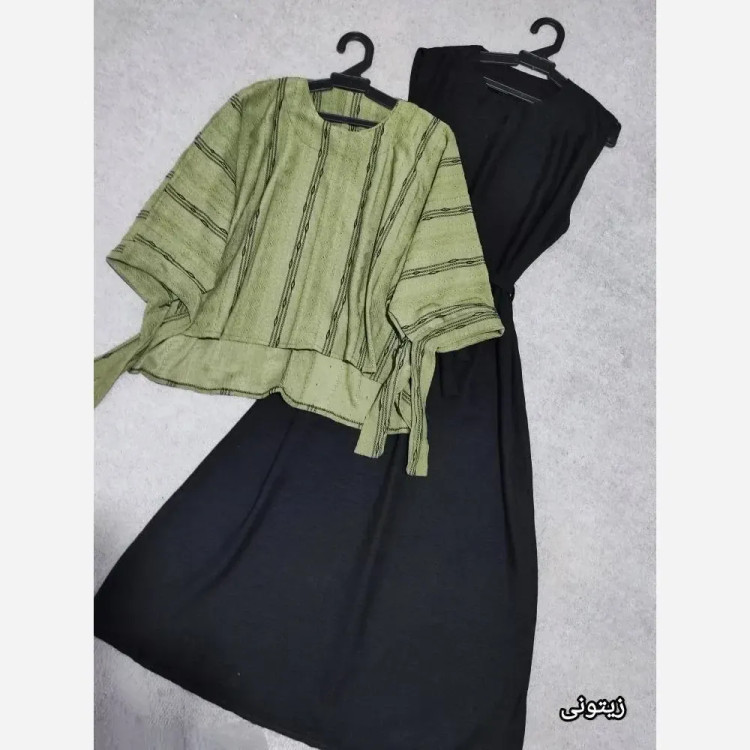 ست سارافون و رویه زنانه نسترن فری سایز تا 46 جنس مراکشی و صوفیا