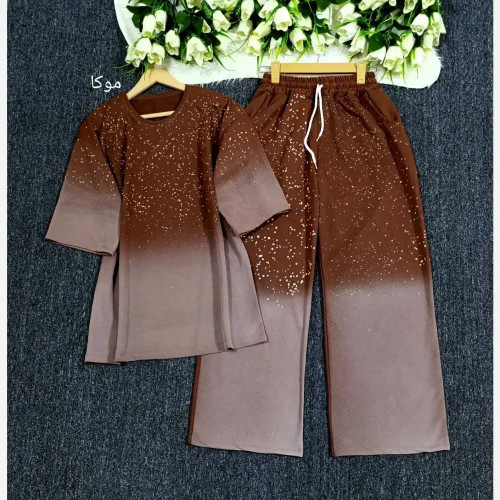 ست تیشرت شلوار کهکشان گلکسی نخ پنبه فری سایز زنانه | رنگبندی متنوع | شیک و با کیفیت