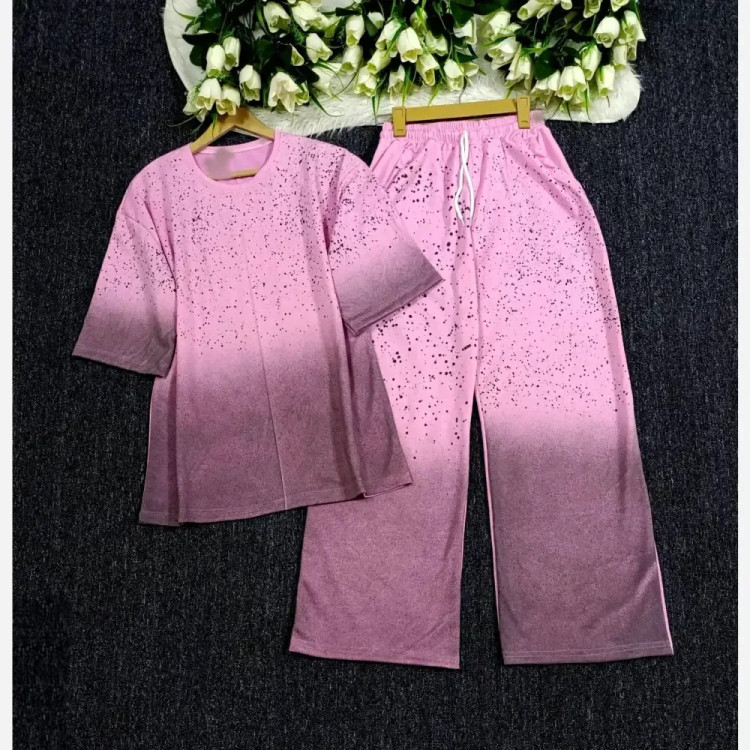 ست تیشرت شلوار کهکشان گلکسی نخ پنبه فری سایز زنانه | رنگبندی متنوع | شیک و با کیفیت