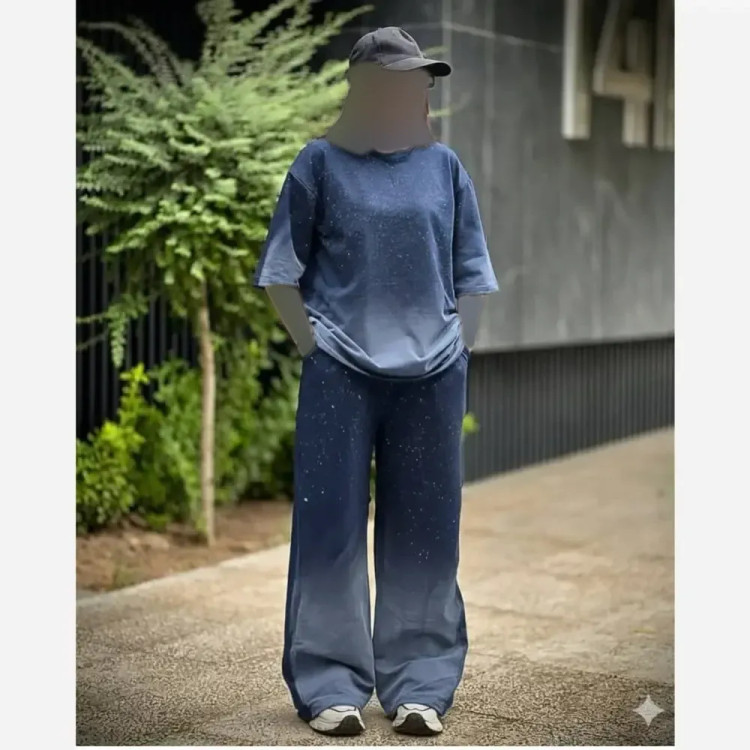 ست تیشرت شلوار کهکشان گلکسی نخ پنبه فری سایز زنانه | رنگبندی متنوع | شیک و با کیفیت