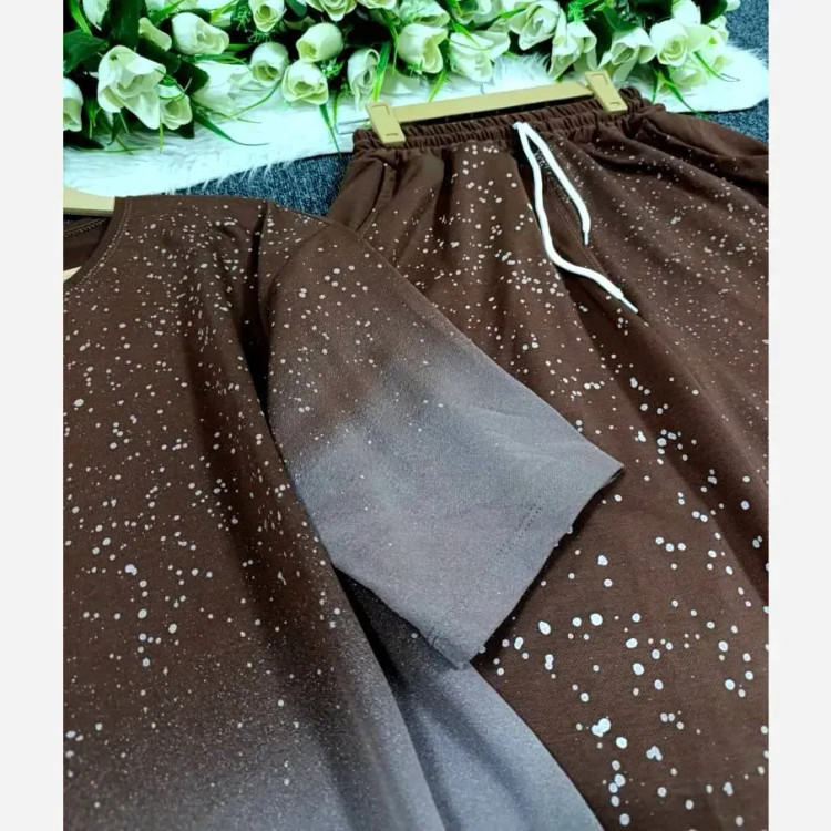 ست تیشرت شلوار کهکشان گلکسی نخ پنبه فری سایز زنانه | رنگبندی متنوع | شیک و با کیفیت