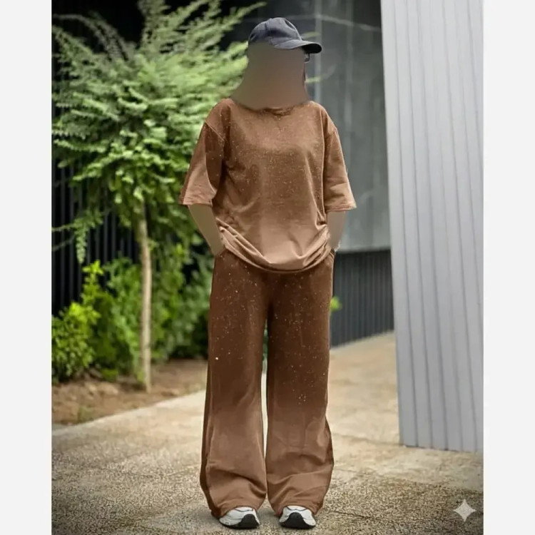 ست تیشرت شلوار کهکشان گلکسی نخ پنبه فری سایز زنانه | رنگبندی متنوع | شیک و با کیفیت