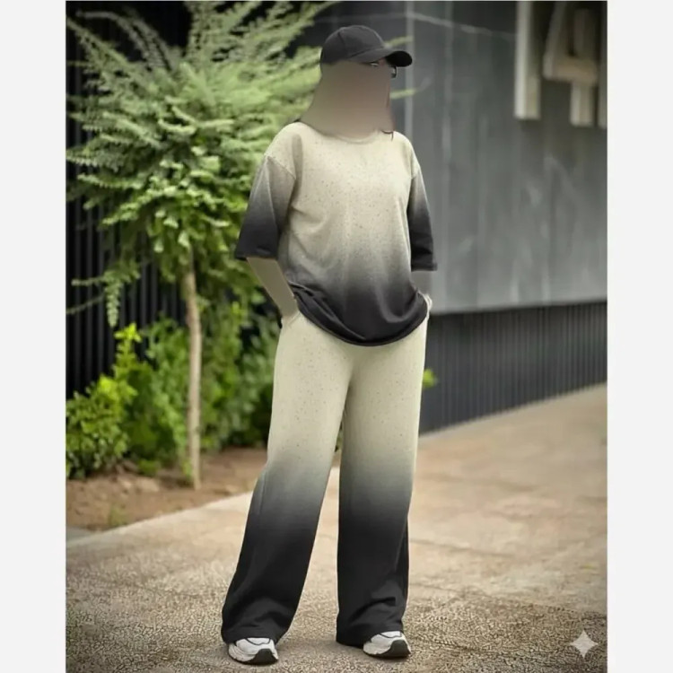 ست تیشرت شلوار کهکشان گلکسی نخ پنبه فری سایز زنانه | رنگبندی متنوع | شیک و با کیفیت