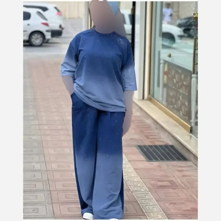 ست تیشرت شلوار کهکشان گلکسی نخ پنبه فری سایز زنانه | رنگبندی متنوع | شیک و با کیفیت