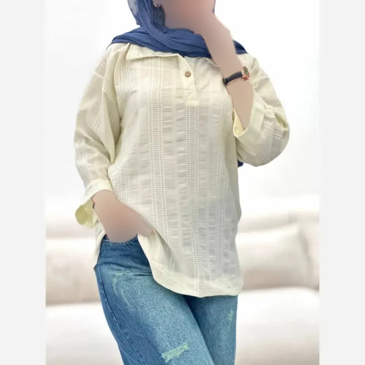 تونیک کوک دوزی شانتون فری سایز زنانه نسکافه ای شیری