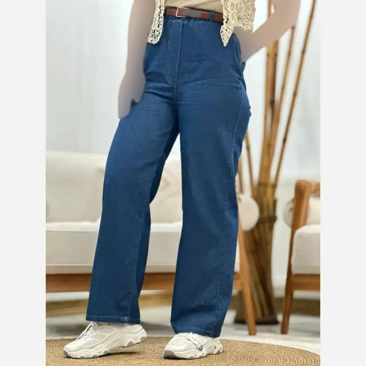 شلوار نیم بگ کاغذی جین اصل زنانه در رنگ های تیره و روشن، سایز 38 تا 44