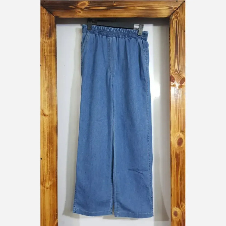 شلوار نیم بگ کاغذی جین اصل زنانه در رنگ های تیره و روشن، سایز 38 تا 44
