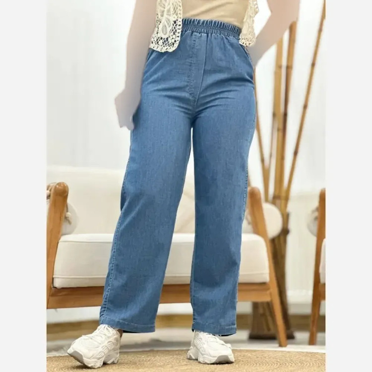 شلوار نیم بگ کاغذی جین اصل زنانه در رنگ های تیره و روشن، سایز 38 تا 44