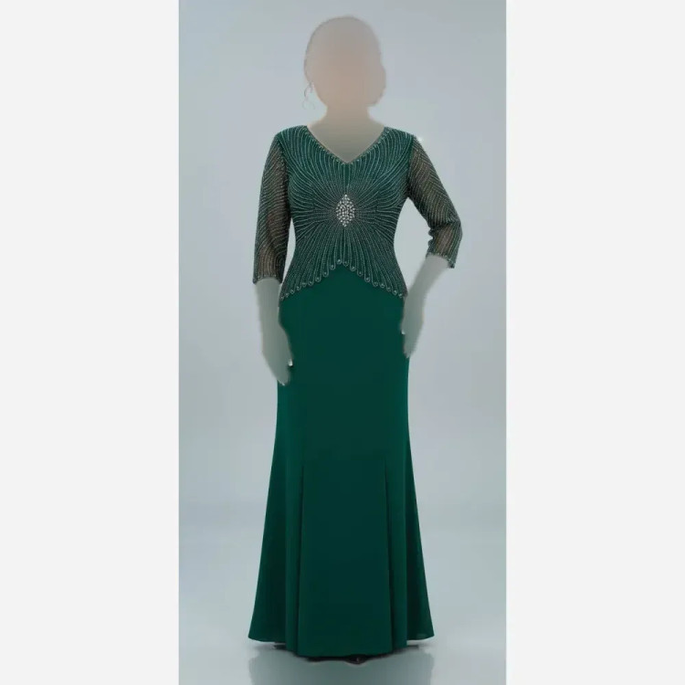 پیراهن مجلسی ماکسی سایزبزرگ روناک جدید زنانه سایزبندی 44 تا 54 قد 150 تور لمه ترک نگین مروارید مشکی سبز