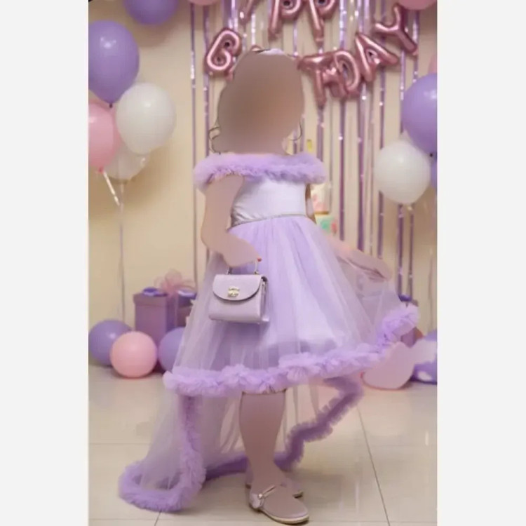 لباس پرنسسی دخترانه سایزبندی 4 تا 12 سال تور صورتی بنفش نباتی آبی فنر دار