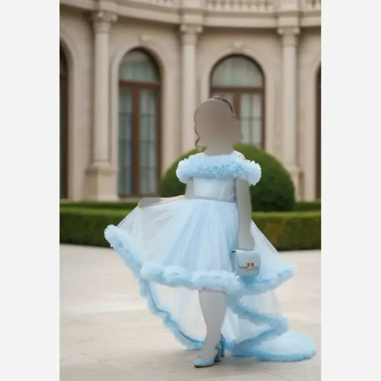 لباس پرنسسی دخترانه سایزبندی 4 تا 12 سال تور صورتی بنفش نباتی آبی فنر دار