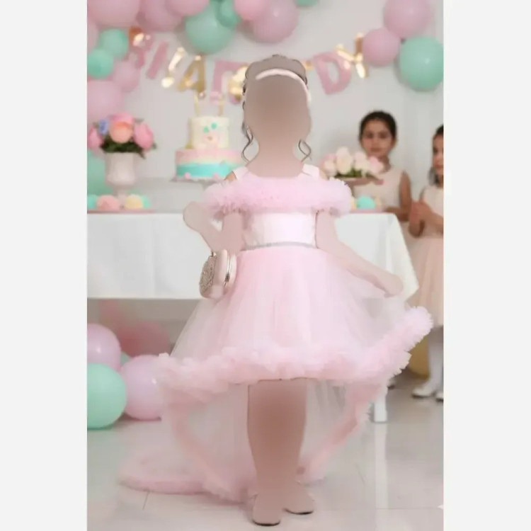 لباس پرنسسی دخترانه سایزبندی 4 تا 12 سال تور صورتی بنفش نباتی آبی فنر دار