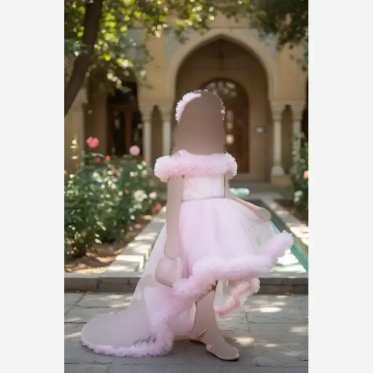 لباس پرنسسی دخترانه سایزبندی 4 تا 12 سال تور صورتی بنفش نباتی آبی فنر دار