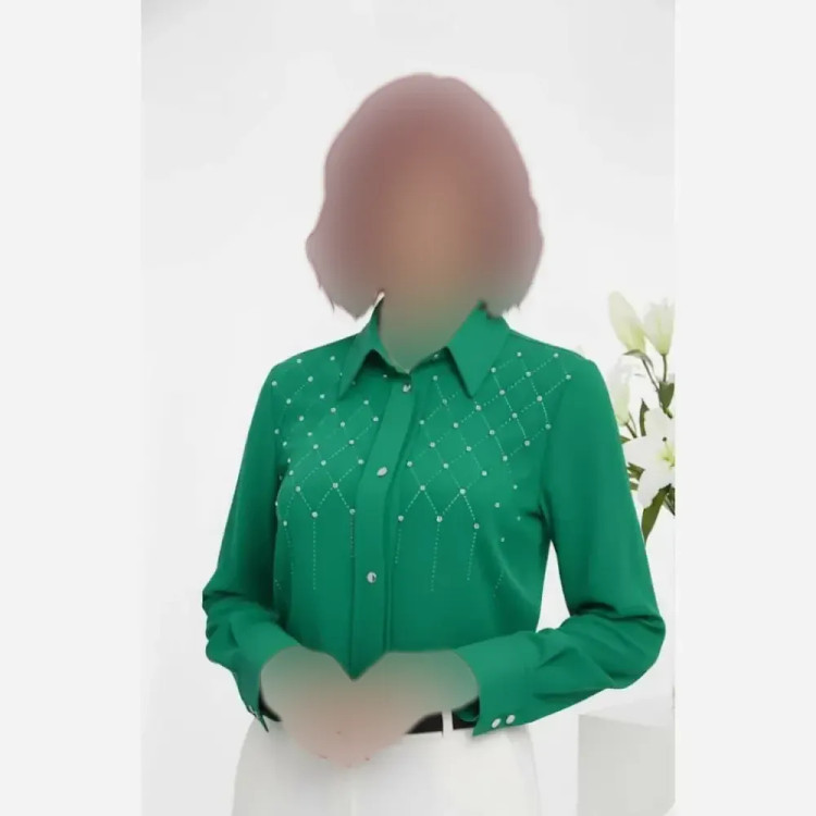 شومیز زنانه ساحل سبز و قرمز سایزبندی 40 تا 52 جنس الیزه نگین دار تضمینی