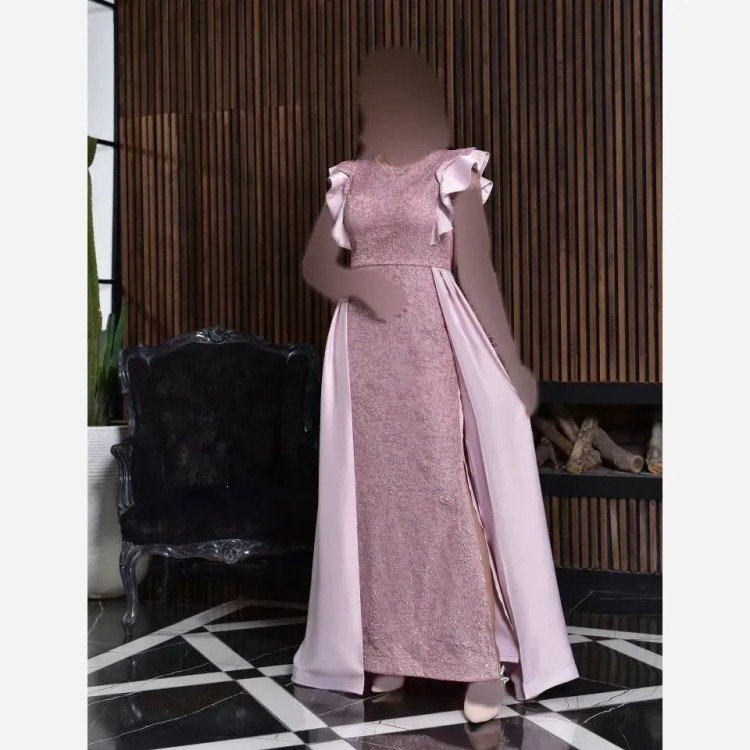 پیراهن ماکسی دو دامنه مینا شاین و ساتن زارا قد 155 سایزبندی 38 تا 48