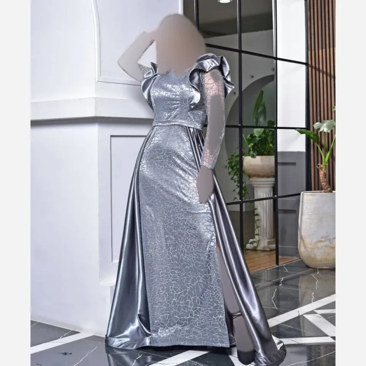 پیراهن ماکسی دو دامنه مینا شاین و ساتن زارا قد 155 سایزبندی 38 تا 48