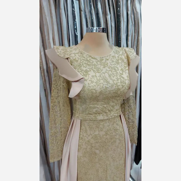 پیراهن ماکسی دو دامنه مینا شاین و ساتن زارا قد 155 سایزبندی 38 تا 48