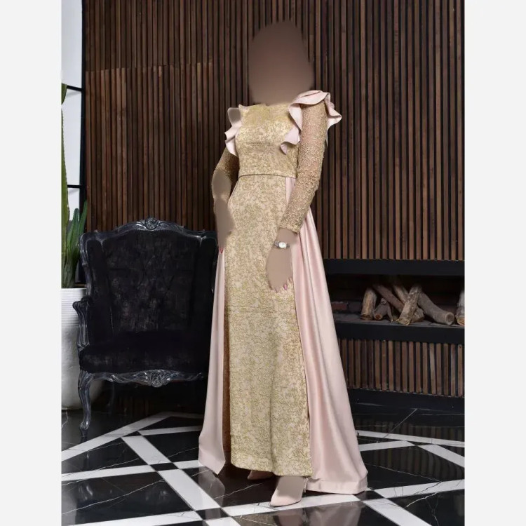 پیراهن ماکسی دو دامنه مینا شاین و ساتن زارا قد 155 سایزبندی 38 تا 48