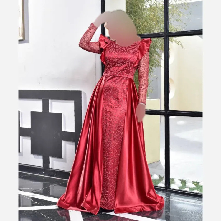 پیراهن ماکسی دو دامنه مینا شاین و ساتن زارا قد 155 سایزبندی 38 تا 48