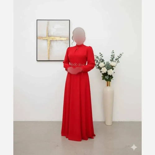 پیراهن مجلسی زنانه ناز کد 76401 سایزبندی 38 تا 52 قد 150 رنگ سبز و قرمز جنس مازراتی