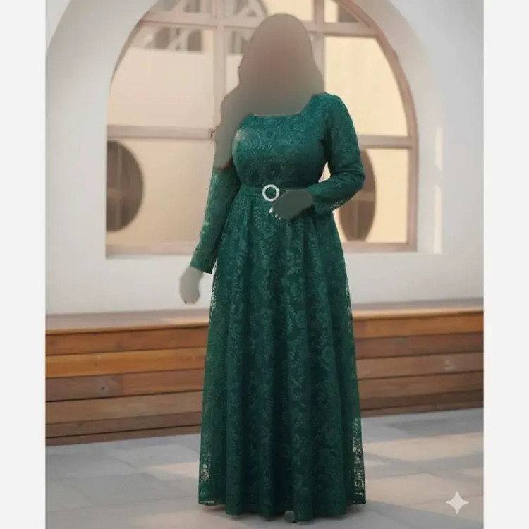 پیراهن پوشیده سایزبزرگ نغمه حریر شاین پفکی قد 155 سایزبندی 50 تا 58