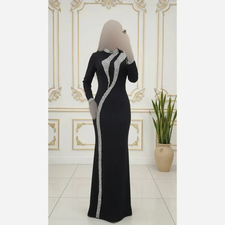 مانتو مخمل مشکی نیوشا قد 150 سایزبندی کامل