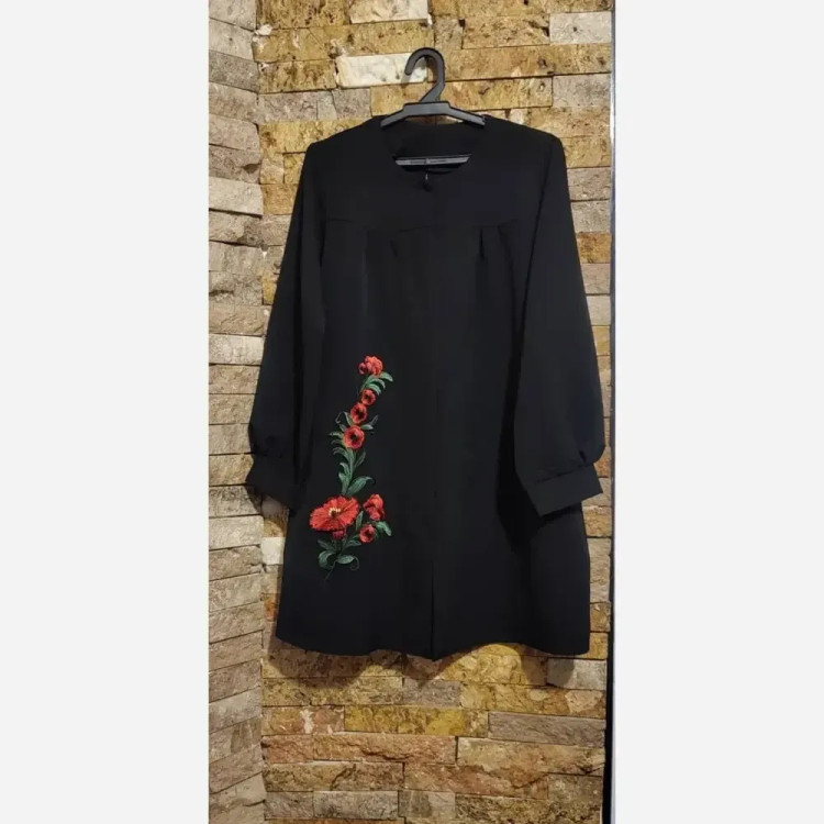 مانتو طرح گل گیس مازراتی سبز و مشکی سایز 1 و 2 قد 90