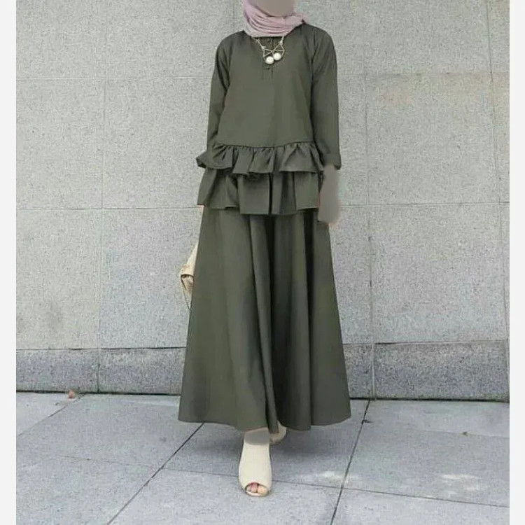 دوتیکه کرسپو طرح سروناز زنانه سایز فری (38-48) سبز مشکی سورمه ای