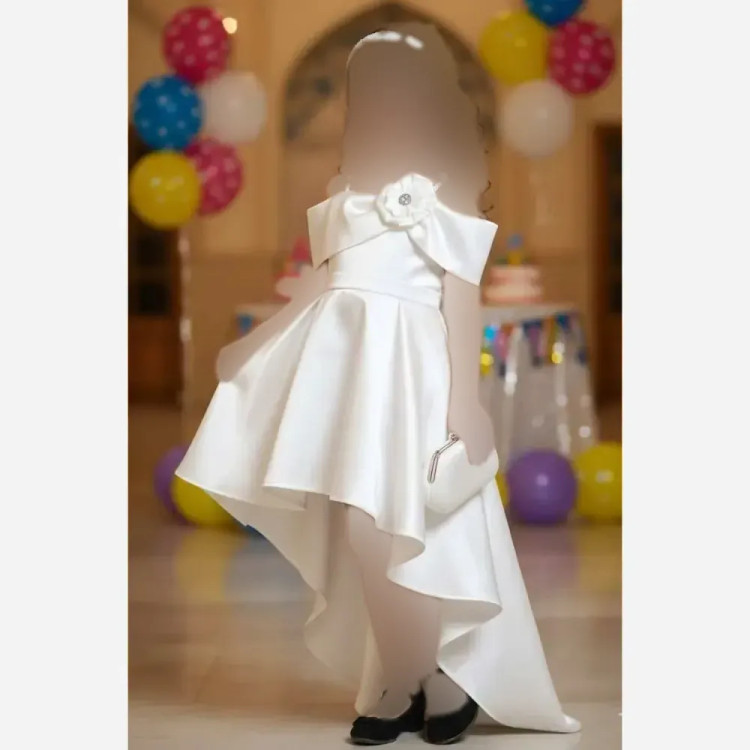 لباس دخترانه الینا ساتن سایزبندی 5 تا 13 سال مشکی پاستیلی آبی سفید