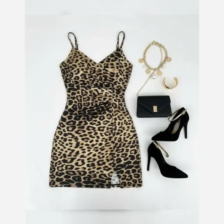 پیراهن میدل پلنگی فری سایز 36 تا 44 قد 80 جنس فلامنت نرم و لطیف