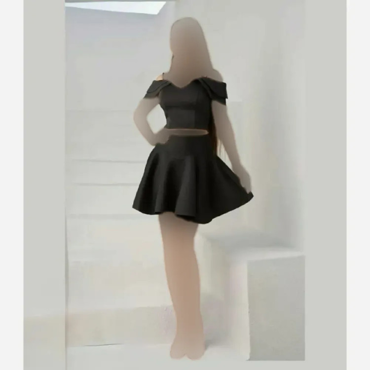 ست کراپ و دامن مجلسی فانتزی نیلو فری سایز مشکی گلاسکو اعلا