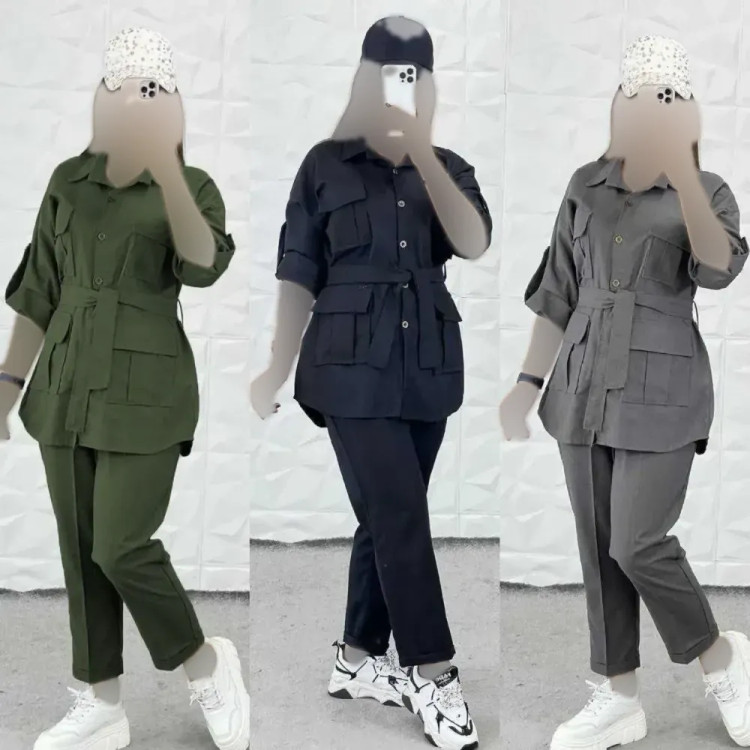 ست مانتو و شلوار هنگامه فری سایز مکانیک پرومکس درجه یک