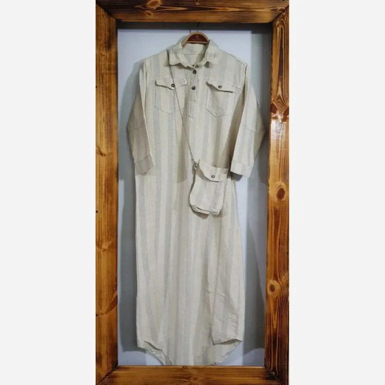 ست کفتان دیپلمات زنانه لینن کنفی فری سایز با کیف