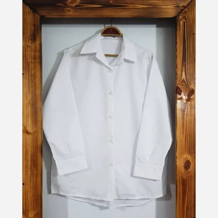 شومیز بیسیک داکرون اعلا سفید فری سایز مناسب سایز 38 تا 46