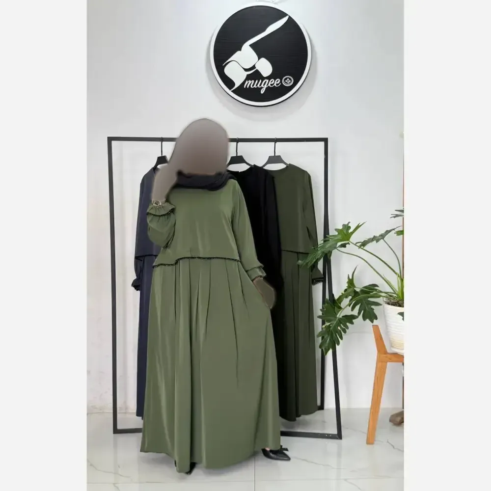 طرح دو تکه پریا کرپ الیزه فری سایز مناسب 38 تا 50 زیپ شیردهی سنگ دوزی شده