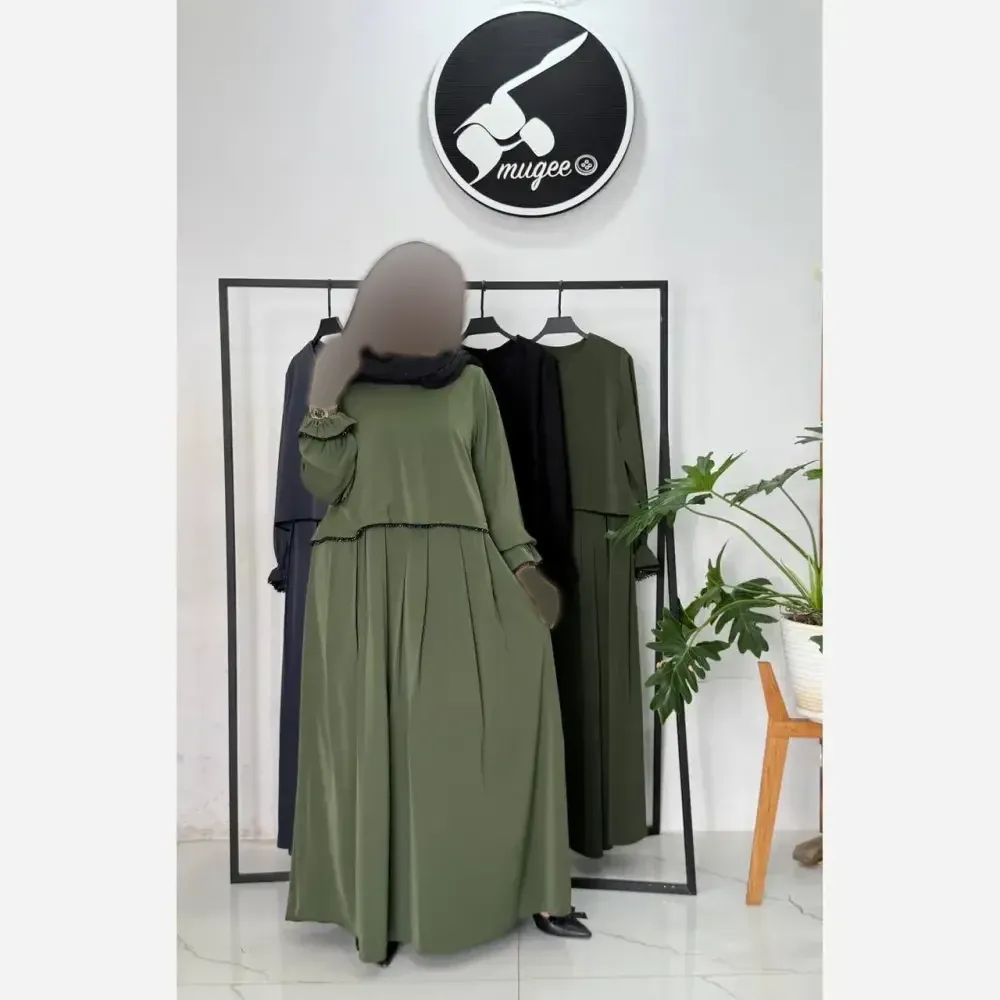 طرح دو تکه پریا کرپ الیزه فری سایز مناسب 38 تا 50 زیپ شیردهی سنگ دوزی شده