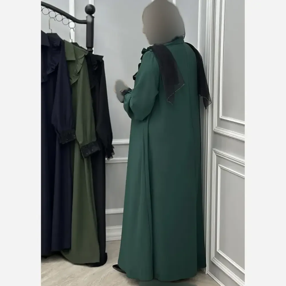 عبا الیزه طرح طهورا زنانه فری سایز مناسب 38 تا 50 قد 140 گیپوردوزی شده مناسب شیردهی بارداری