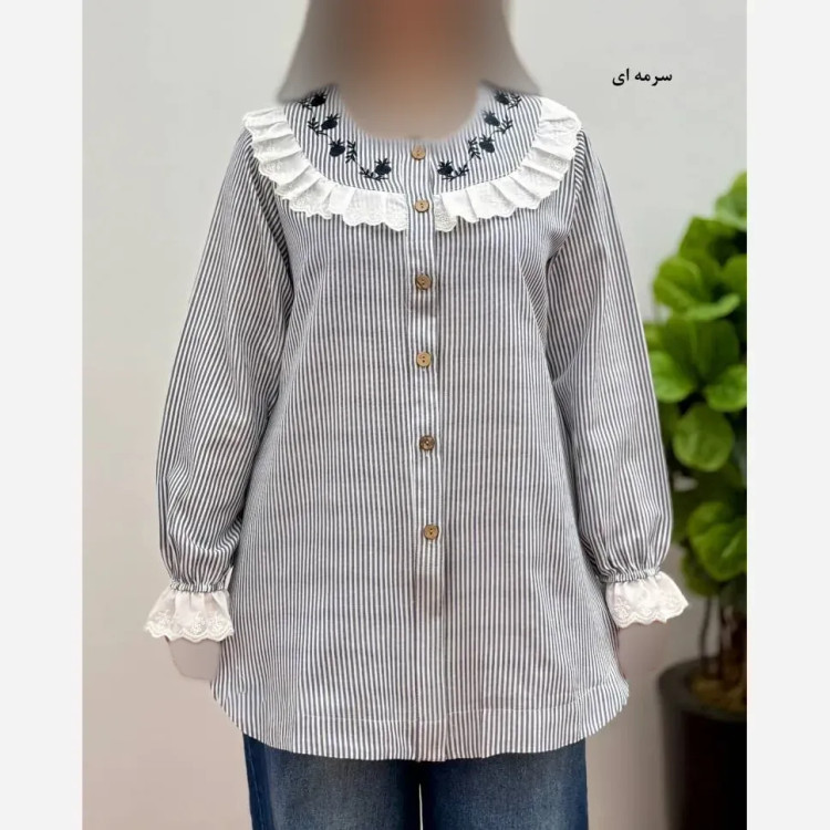 تونیک مانتویی عروسکی افرا لینن دیپلمات یقه گلدوزی شده مناسب نوجوان و جوان سایز 42 تا 46