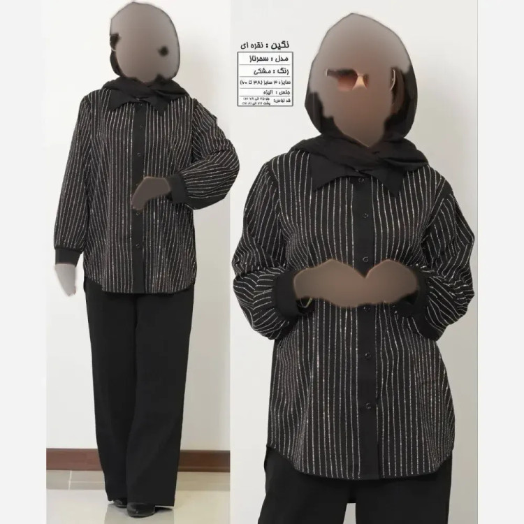 مانتو کرپ الیزه سحرناز نگین دار زنانه در سه سایز و دو رنگ نگین مشکی و نقره ای