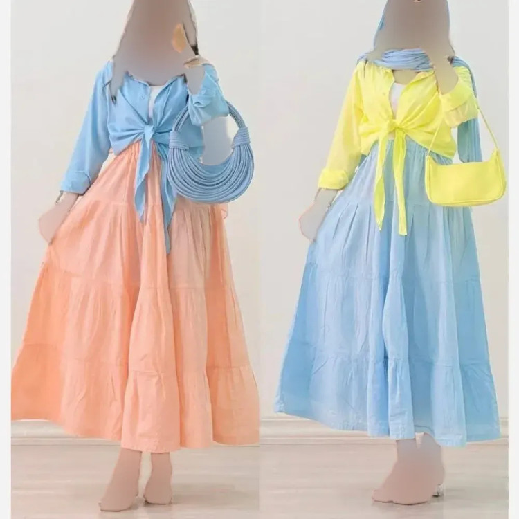 دامن ساحل فری سایز الیاف لینن قد 99 دور کمر تا 142 در رنگبندی متنوع