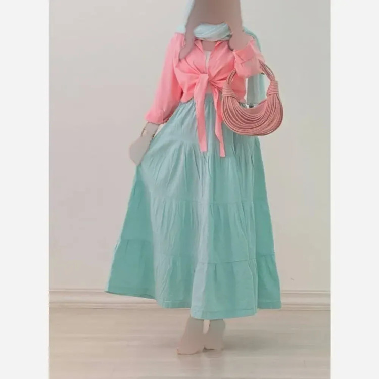 دامن ساحل فری سایز الیاف لینن قد 99 دور کمر تا 142 در رنگبندی متنوع