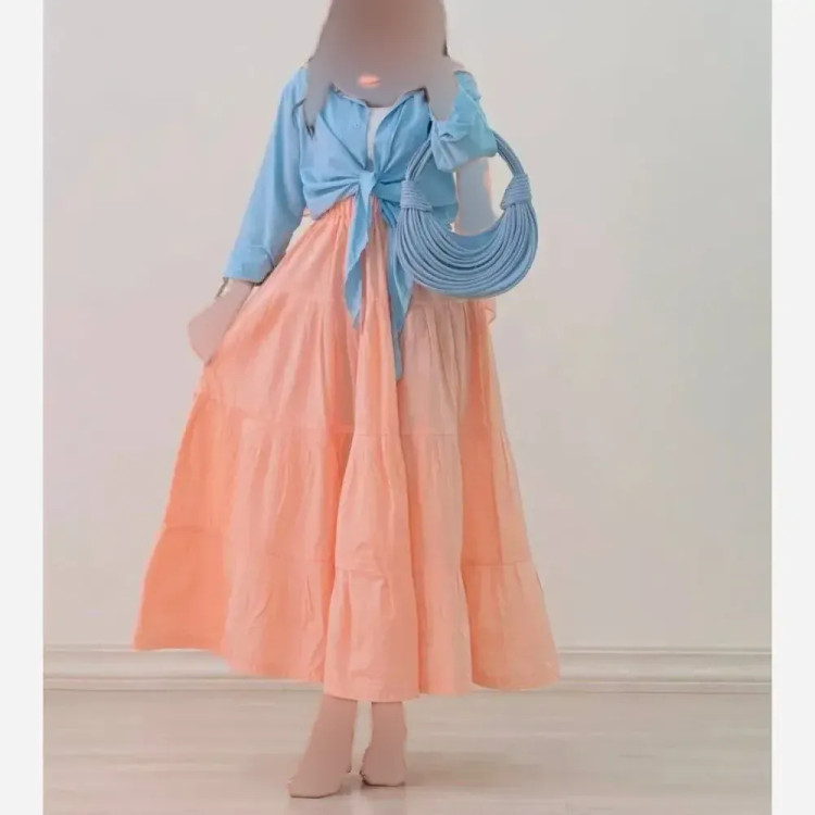 دامن ساحل فری سایز الیاف لینن قد 99 دور کمر تا 142 در رنگبندی متنوع