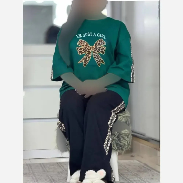 ست پاپیون پلنگی گلکسی پنبه زنانه فری سایز 38_48